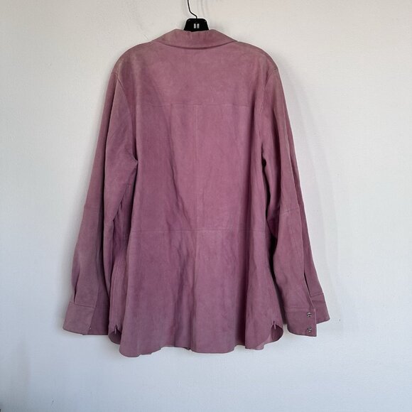 Marina Rinaldi Pink Suede Leather Jacket Shirt - Picture 10 of 14